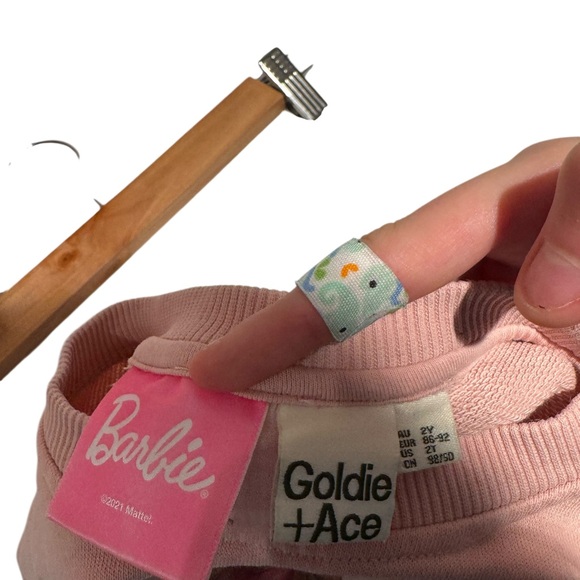 GOLDIE + ACE x Mattel Pink Barbie Crew Sweatshirt w/ Vintage Vibes - size 2 - Picture 5 of 5